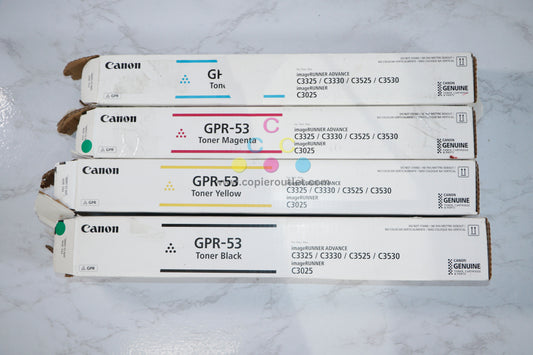 New Open Canon iRUNNER C3325, C3330, C3525, C3530, C3725 GPR-53 CMYK Toner Set