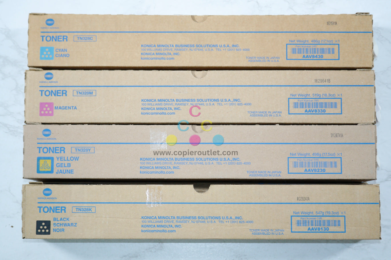 4 OEM Konica Minolta Bizhub C250i,C300i,C360i,C450i,C550i,C650i TN328 CMYK Toner