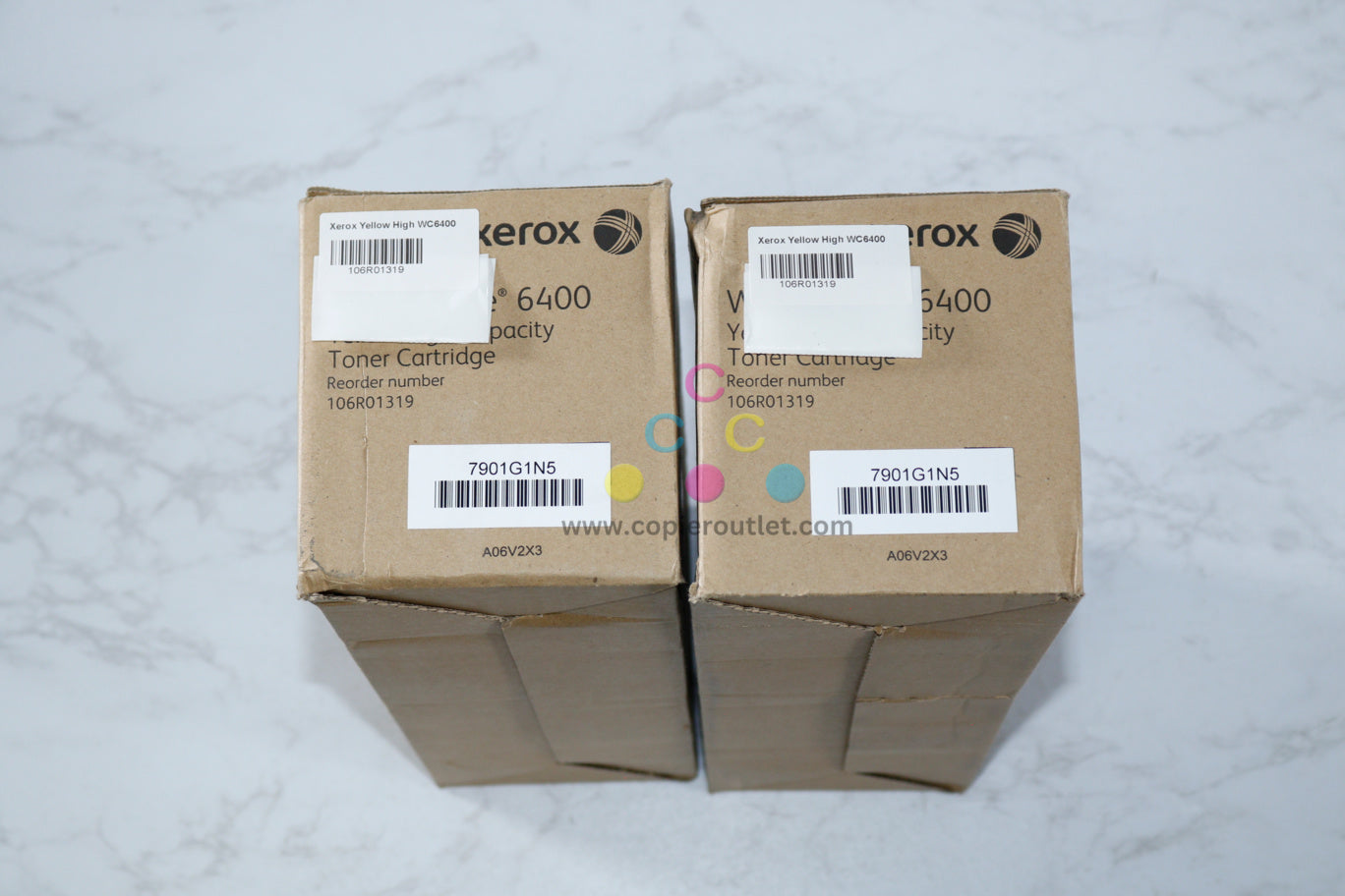 2 New OEM Xerox WorkCentre 6400 Yellow High Capacity Toner Cartridges 106R01319