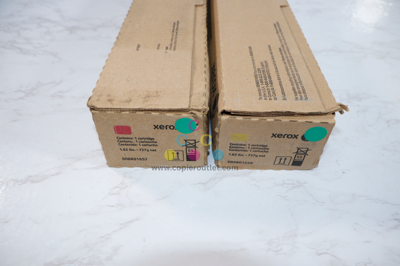 2 Cosmetic OEM Xerox Color C60, C70 Magenta & Yellow Toners  006R01657, 006R01658