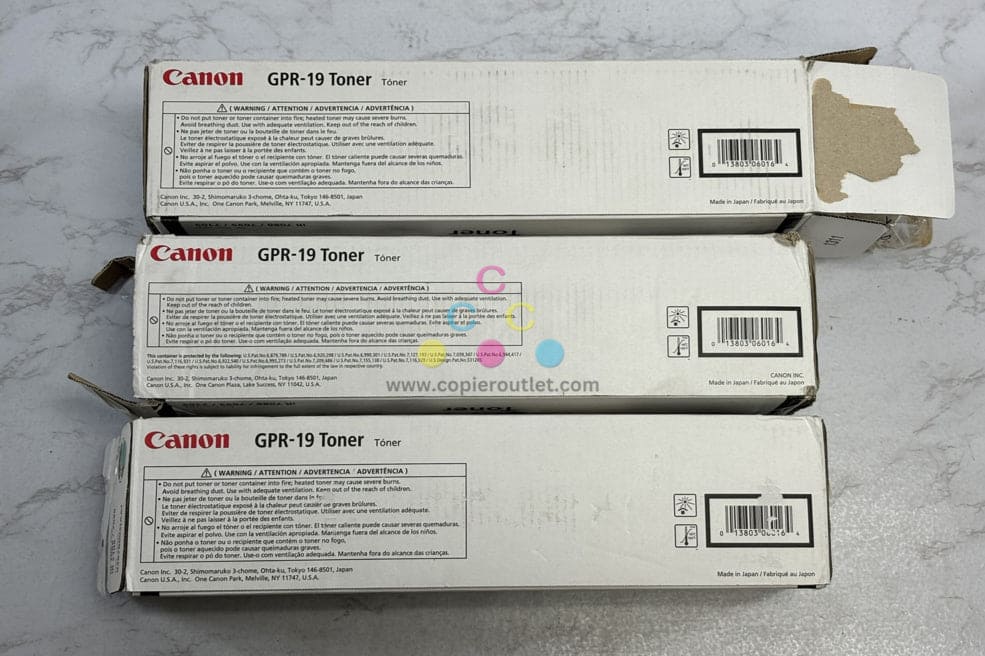 3 Genuine Canon IR 7086,7095,7095P,7105 Black Toners GPR-19 (2 Open Box, 1 Used)