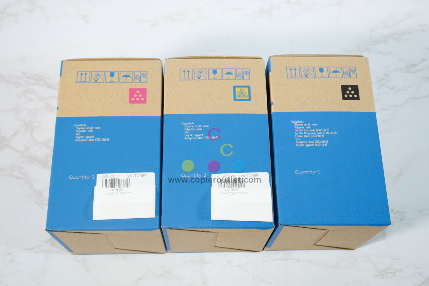 3 OEM Konica bizhub C4000i, C3300i TNP81 MYK Toners AAJW331, AAJW231, AAJW131