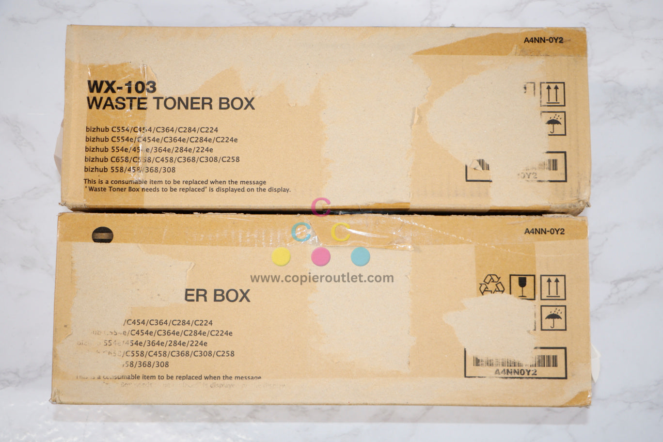 2 Cosmetic OEM Konica BHC554,C454,C364,C284 Waste Toner Box WX-103 / A4NN-0Y2