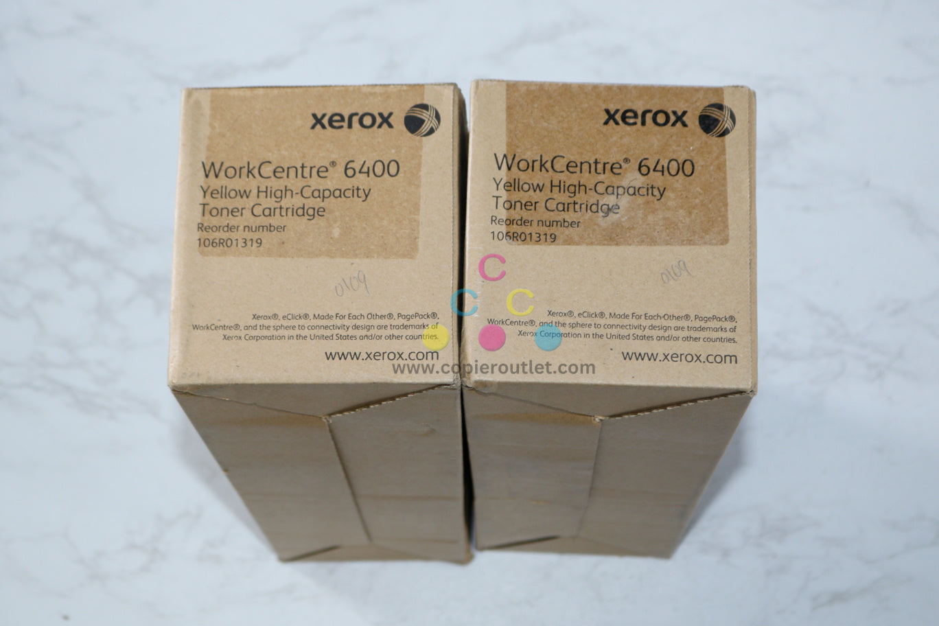 2 New OEM Xerox WorkCentre 6400 Yellow High Capacity Toner Cartridges 106R01319