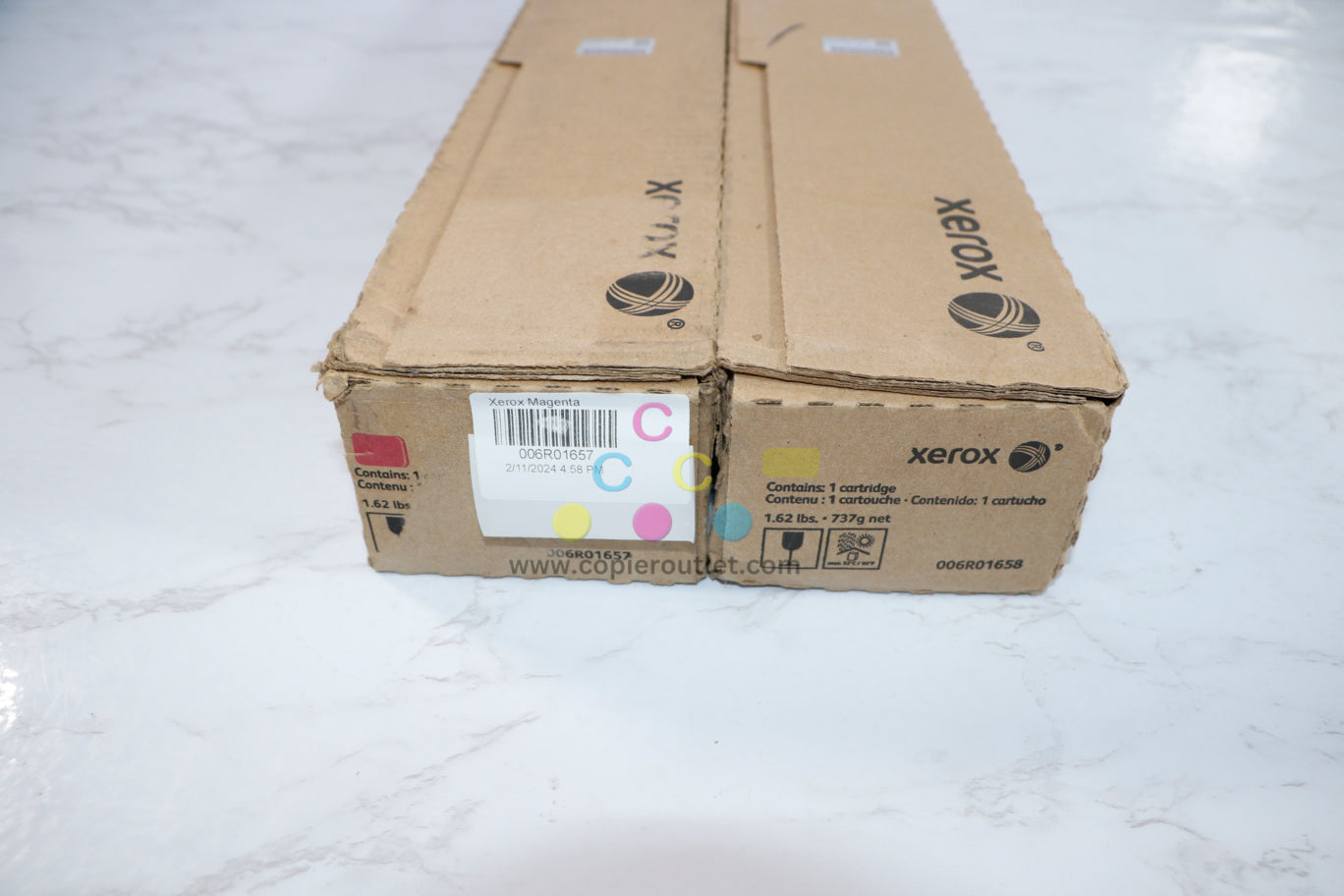 2 Cosmetic OEM Xerox Color C60, C70 Magenta & Yellow Toners  006R01657, 006R01658