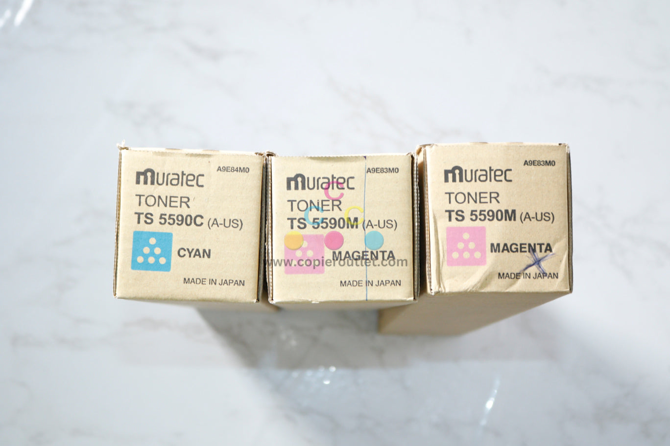 3 New OEM Muratec TS-5590 / TS 5590 CMM Toner Cartridges A9E84M0, A9E83M0