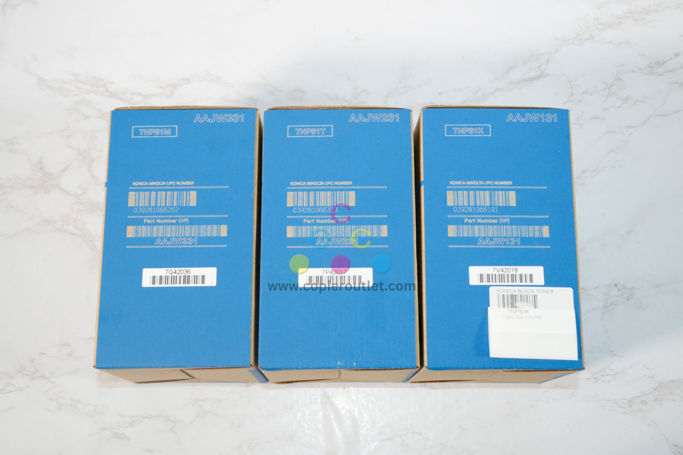 3 OEM Konica bizhub C4000i, C3300i TNP81 MYK Toners AAJW331, AAJW231, AAJW131