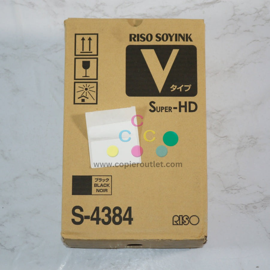 Genuine Riso V-8000 Super-HD V Type Black Soy Ink S-4384 / S4384 (2/Box)