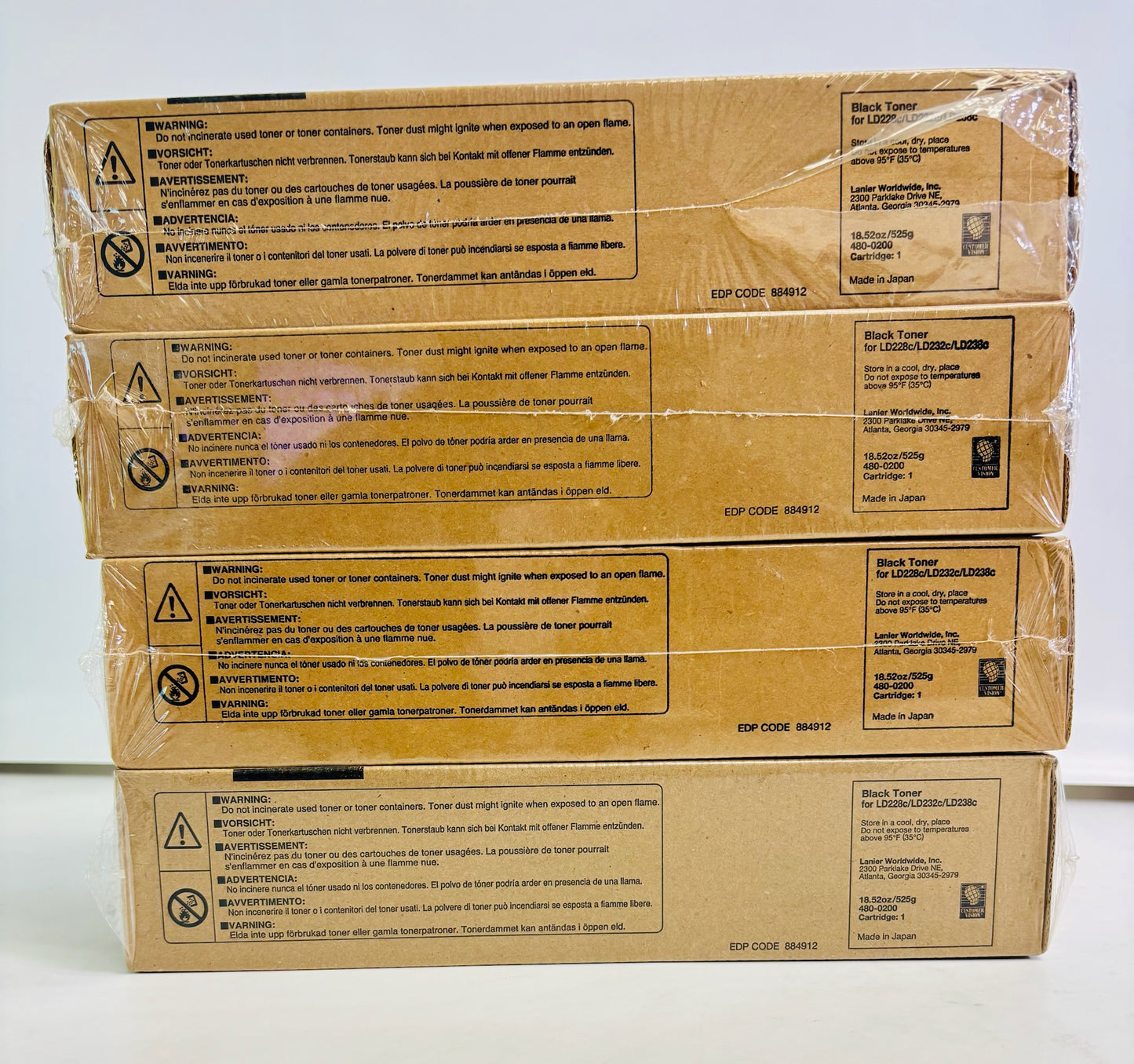 4 Genuine Lanier LD228C,LD238C Black Toner Cartridges 4800200, 480-0200