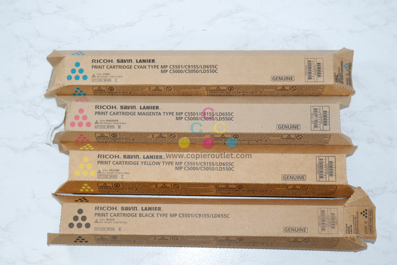 OEM Ricoh Savin Lanier MP C5501/C9155/LD655C CMYK 841453,841454,841455,841582