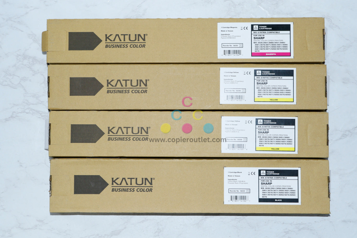 4 New Katun Compatible Sharp MX-2630N,MX-2651,MX-3050N MX-61NT MYYK Toners