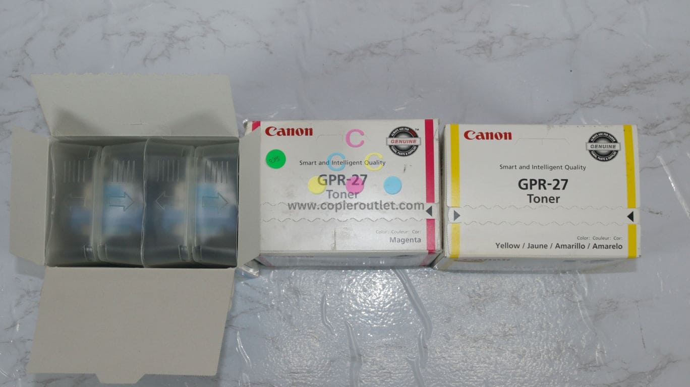 3 New OEM Canon iR LBP5970, 5975 GPR-27 CMY Toner Cartridges (Open Cyan)