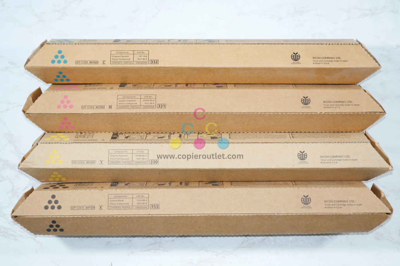 4 OEM Ricoh MP C3501,C9135,LD635C CMYK Toners 841578, 841421, 841422, 841423