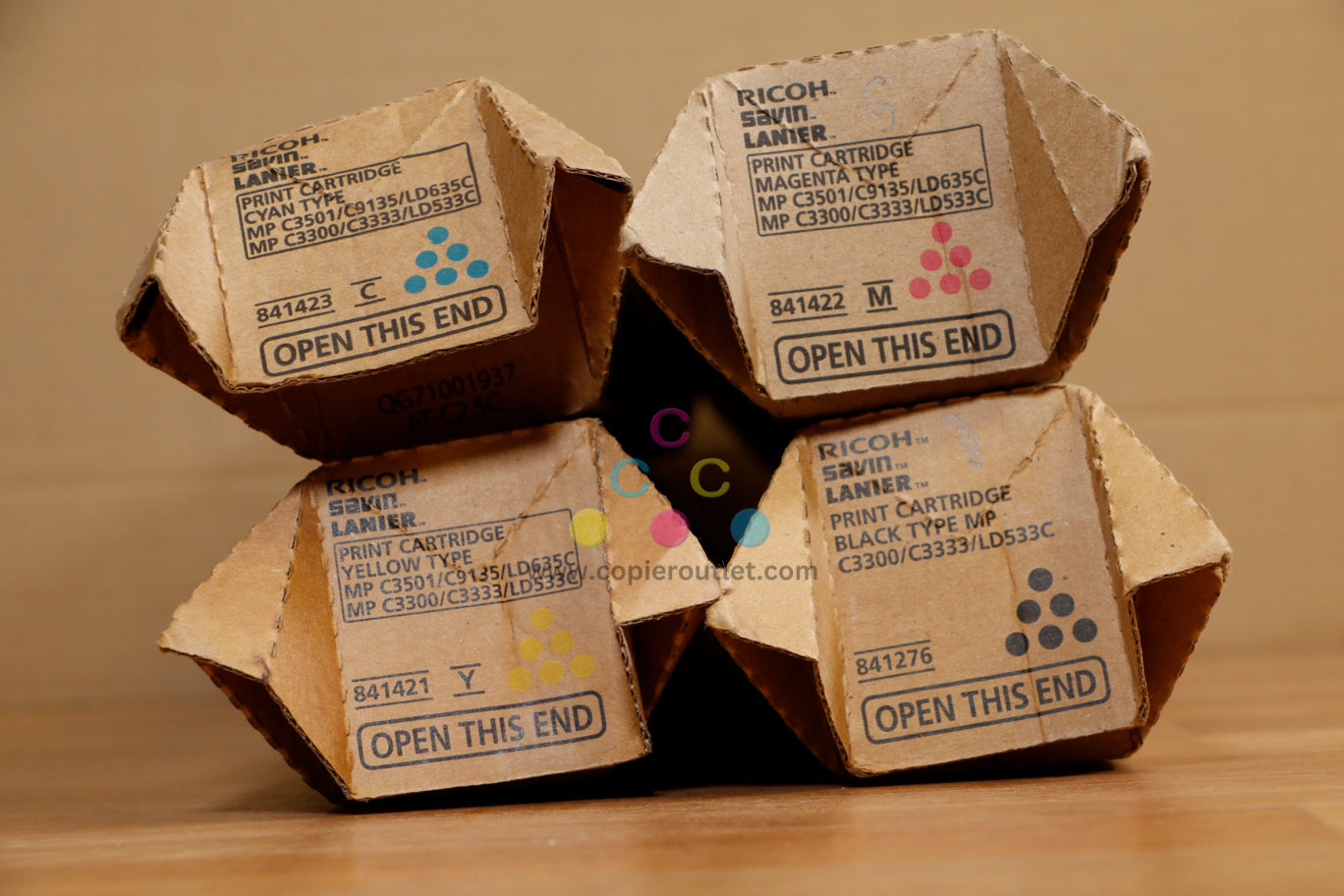 4 Genuine Ricoh MP C3300,C3333,LD533C CMYK Toners 841421,841422,841423,841276