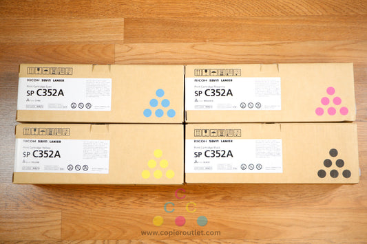 4 Genuine Ricoh SP C352A CMYK Toner Cartridge 408211, 408212, 408213, 408214