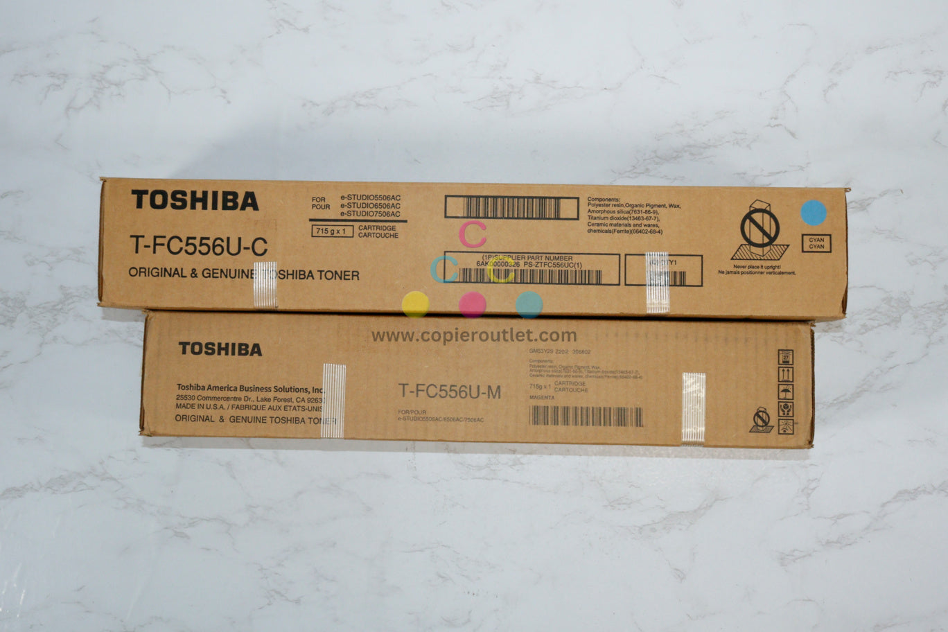 2 New OEM Toshiba eSTUDIO 5506,5606,6506,7506 CM Toners T-FC556U-C, T-FC556U-M