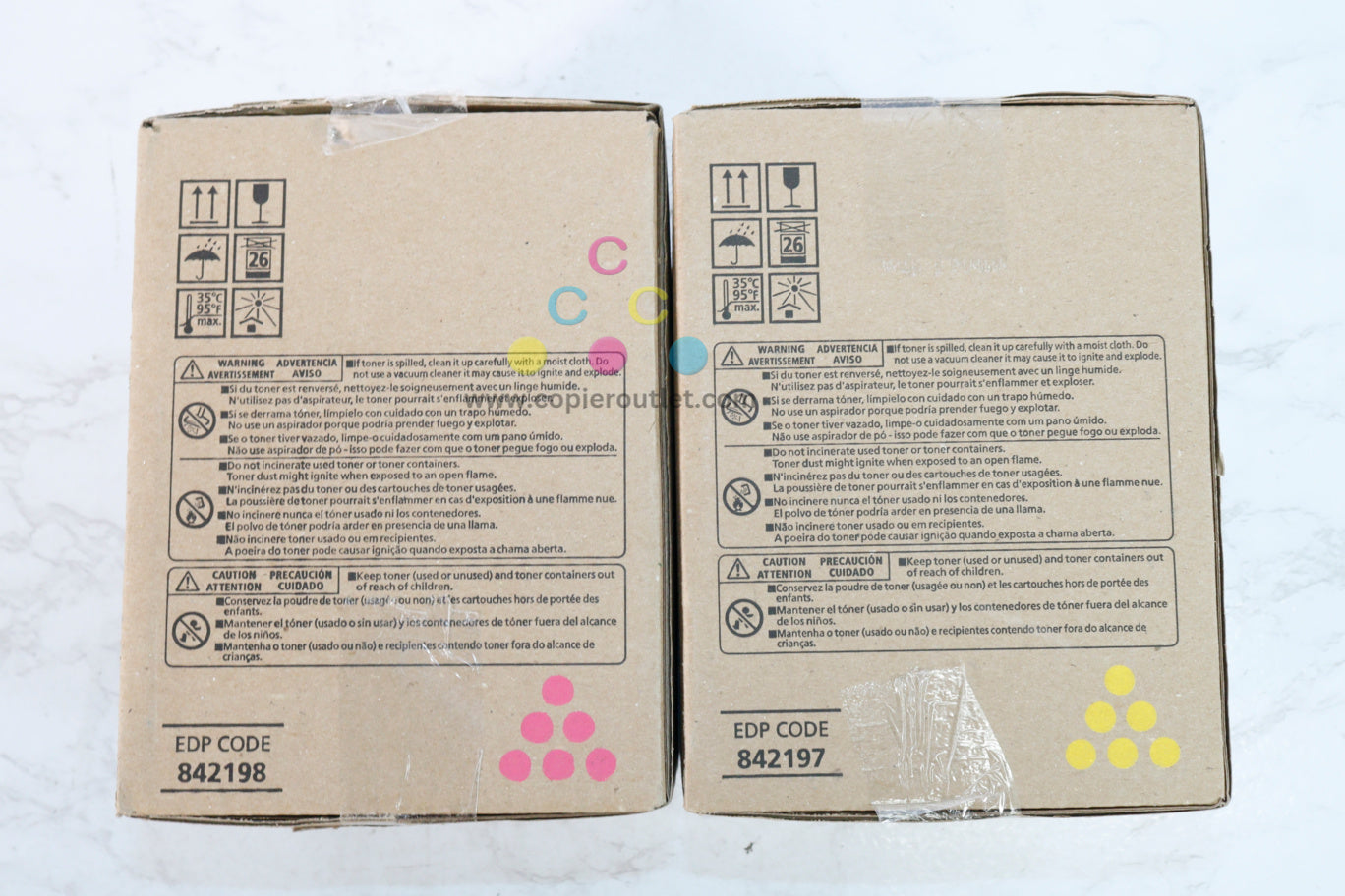 Lot Of 2 OEM Ricoh MP C8003/ IM C6500, C8000 M & Y Toner Cartridges 842197, 842198