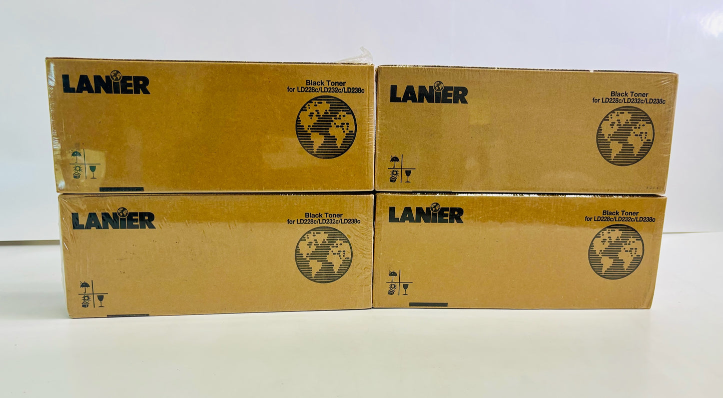 4 Genuine Lanier LD228C,LD238C Black Toner Cartridges 4800200, 480-0200