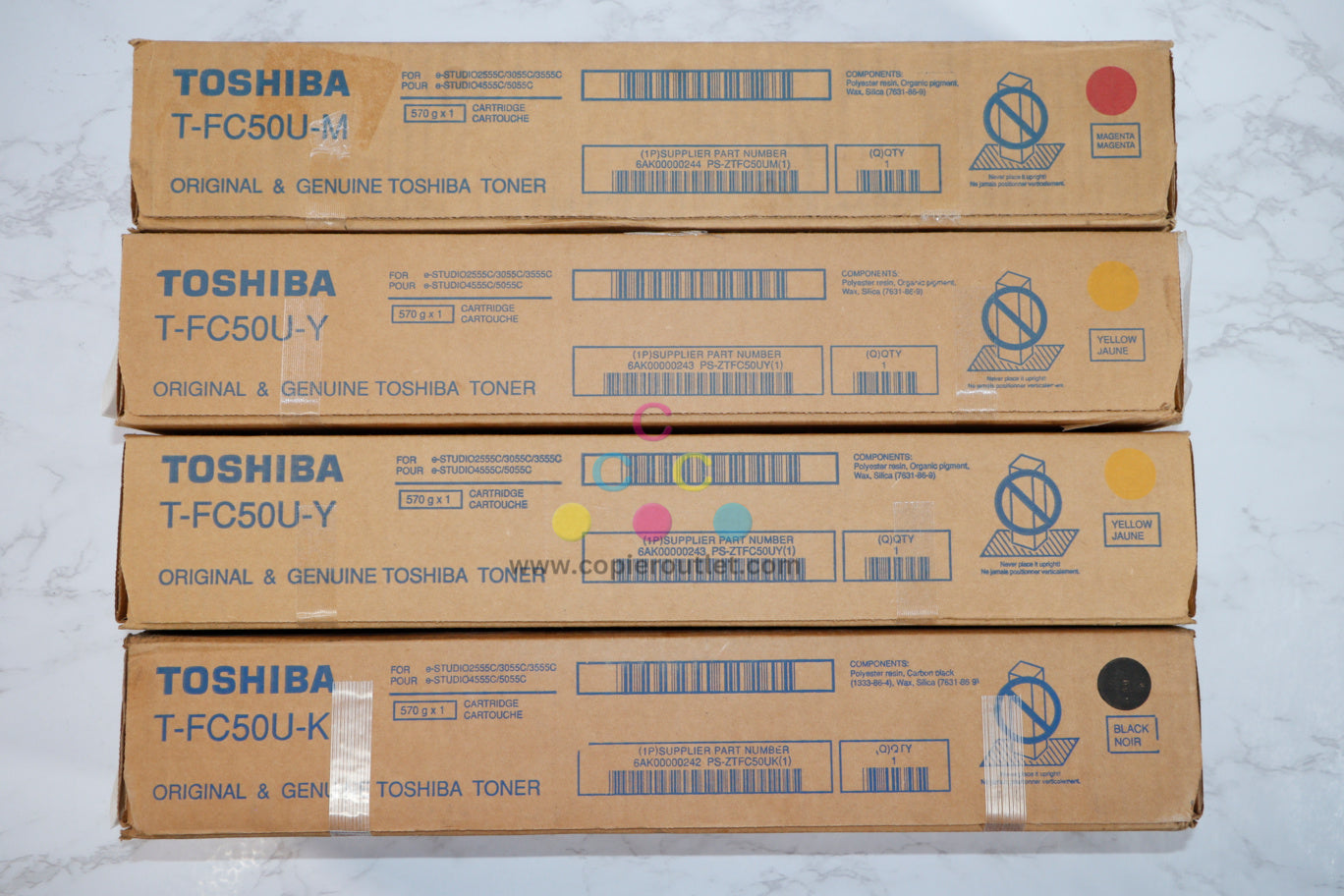 Cosmetic OEM Toshiba eSTUDIO2555C,3055C,3555C,4555C MYYK Toner Set T-FC50U