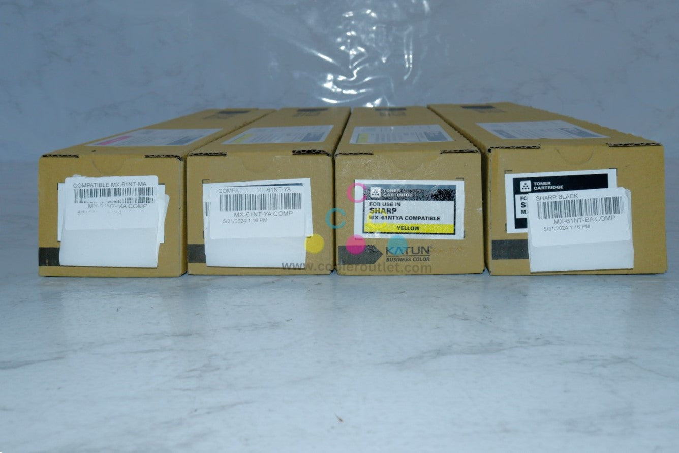 4 New Katun Compatible Sharp MX-2630N,MX-2651,MX-3050N MX-61NT MYYK Toners