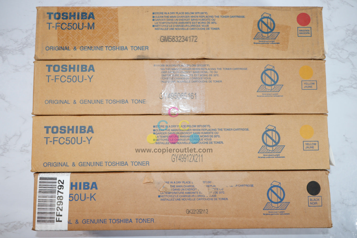 Cosmetic OEM Toshiba eSTUDIO2555C,3055C,3555C,4555C MYYK Toner Set T-FC50U