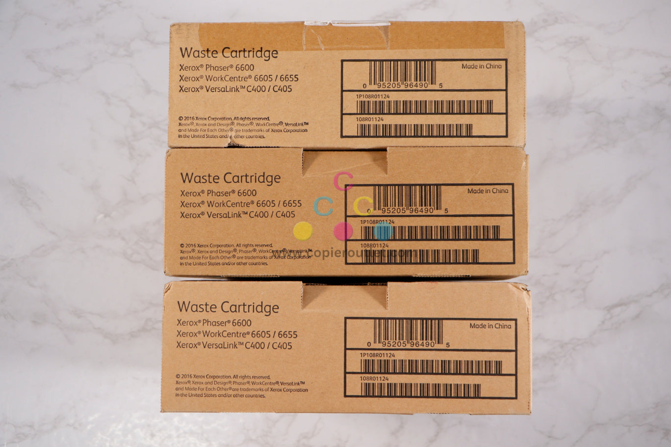 3 OEM Xerox Phaser6600, VersaLinkC400, C405, WC6605 Waste Cartridges 108R01124