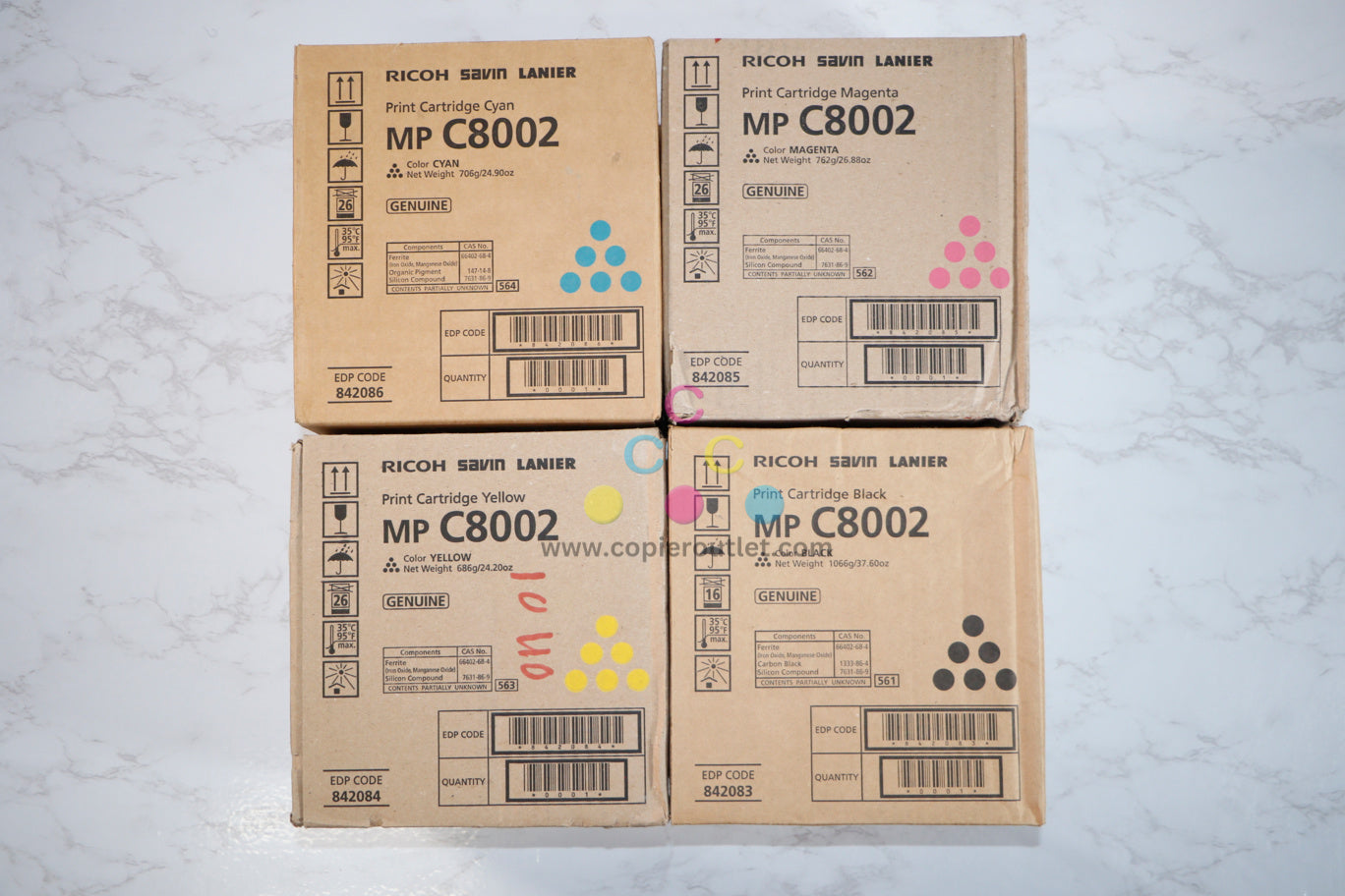 New OEM Ricoh MP C8002 CMYK Toner Full Set 842083,842084,842085,842086