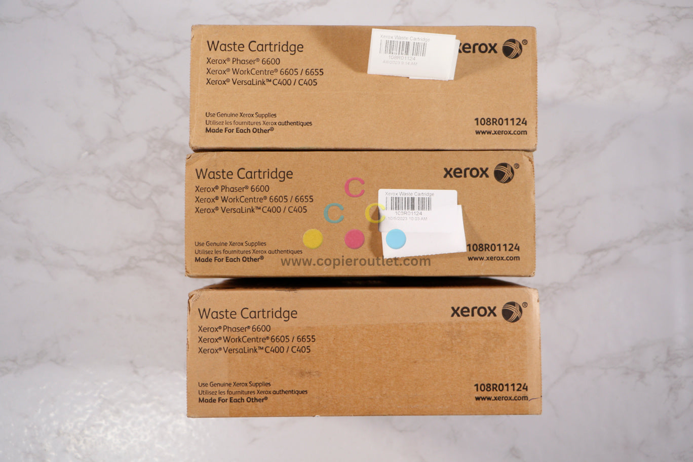 3 OEM Xerox Phaser6600, VersaLinkC400, C405, WC6605 Waste Cartridges 108R01124