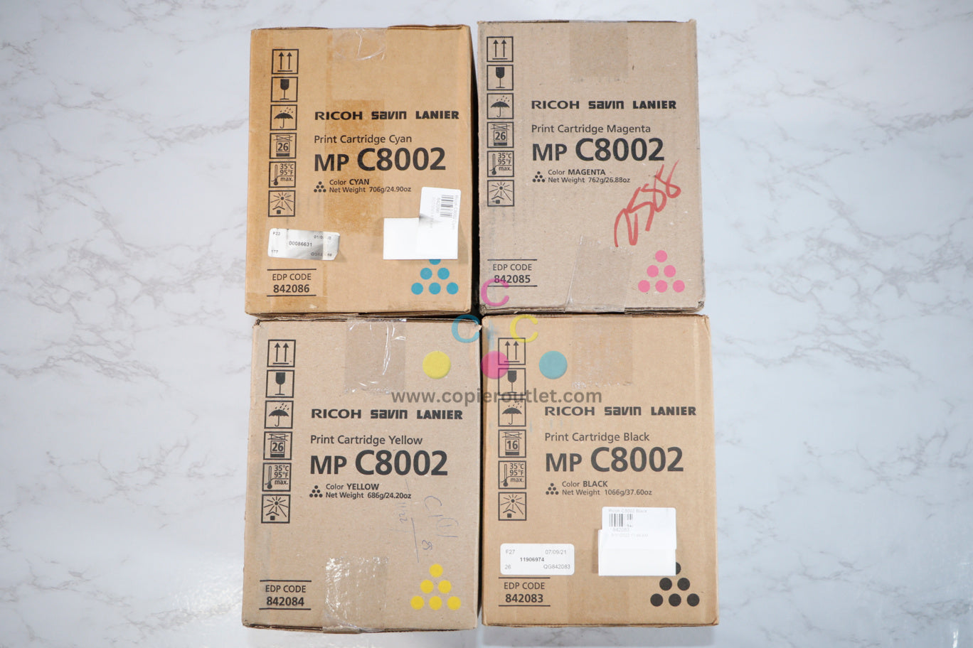 New OEM Ricoh MP C8002 CMYK Toner Full Set 842083,842084,842085,842086