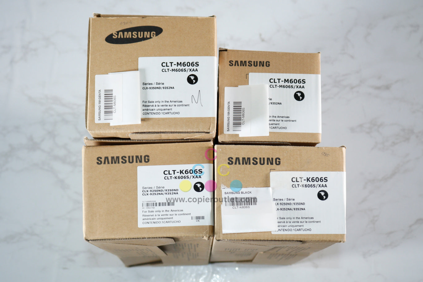 4 OEM Samsung CLX-9350ND,9352NA Magenta & Black MMKK Toners CLT-M606S,CLT-K606S