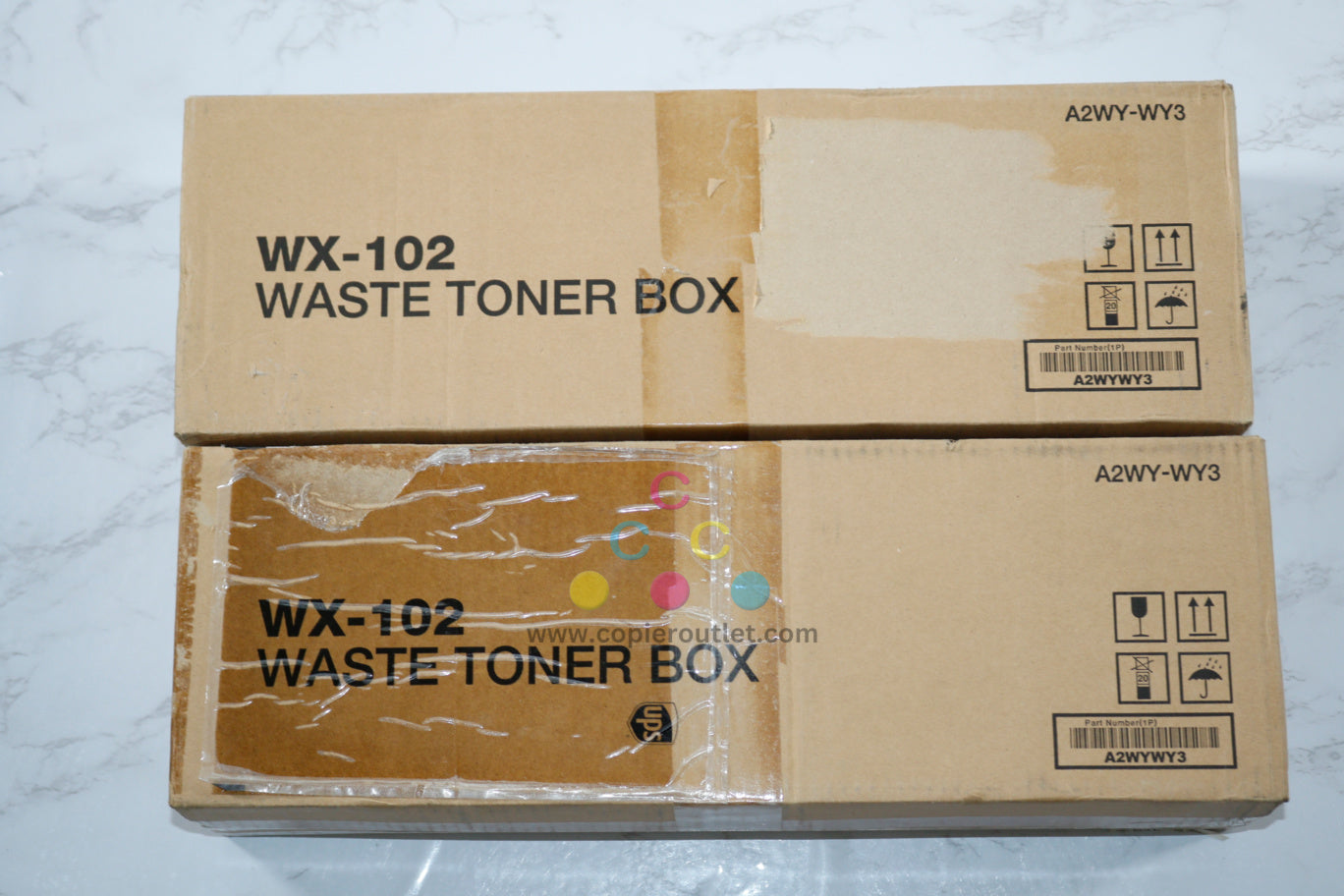 2 New OEM Konica Minolta  bizhub 552,652,654 Waste Toner Bottle WX-102 / A2WY-WY3