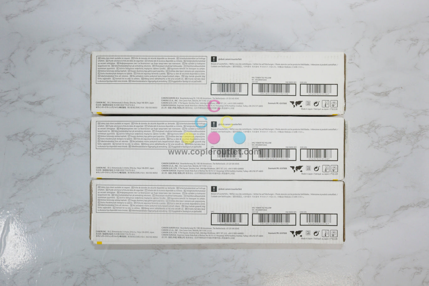 3 New OEM Canon iPRESS C8000VP,C9010VP,C10000 T02 Yellow Toners 8532B001[AA]