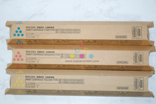 3 OEM Ricoh MP C3501,C9135,LD635C CMY Print Cartridges 841421,841422,841423