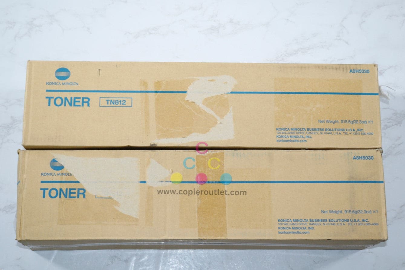 2 Genuine Konica Minolta Bizhub 808, Black Toner Cartridges, TN812 / A8H5030