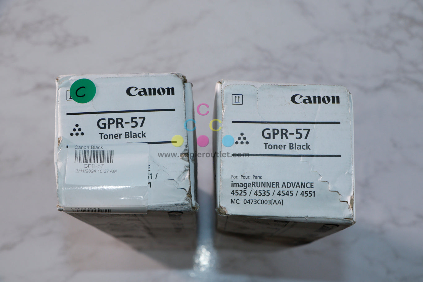 2 OEM Canon iR 4525i III,4535i,4545i Black Toners GPR-57K (Water Damaged Boxes)