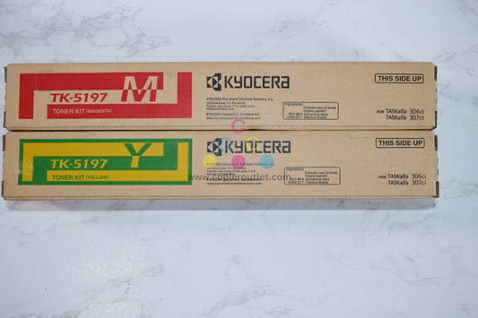 2 OEM Kyocera TASKalfa 306ci,307ci,308ci Magenta & Yellow Toners TK-5197M, TK-5197Y