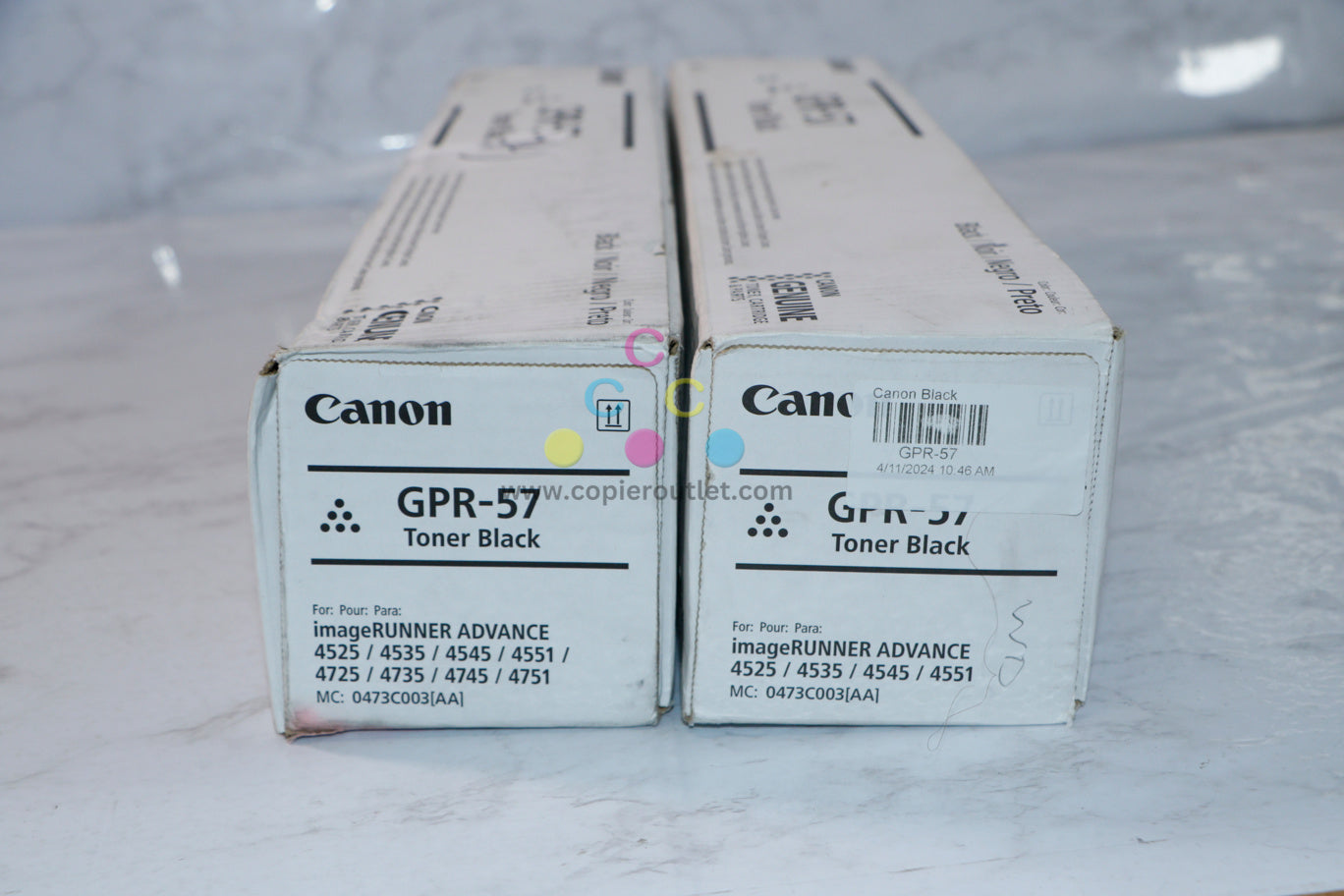 2 OEM Canon iR 4525i III,4535i,4545i Black Toners GPR-57K (Water Damaged Boxes)