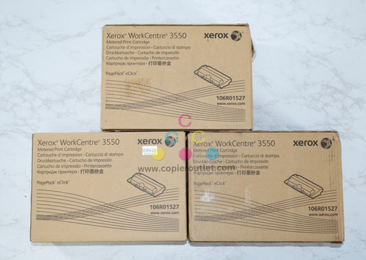 3 New OEM Xerox WorkCentre 3550 Black Metered Print Cartridges 106R01527