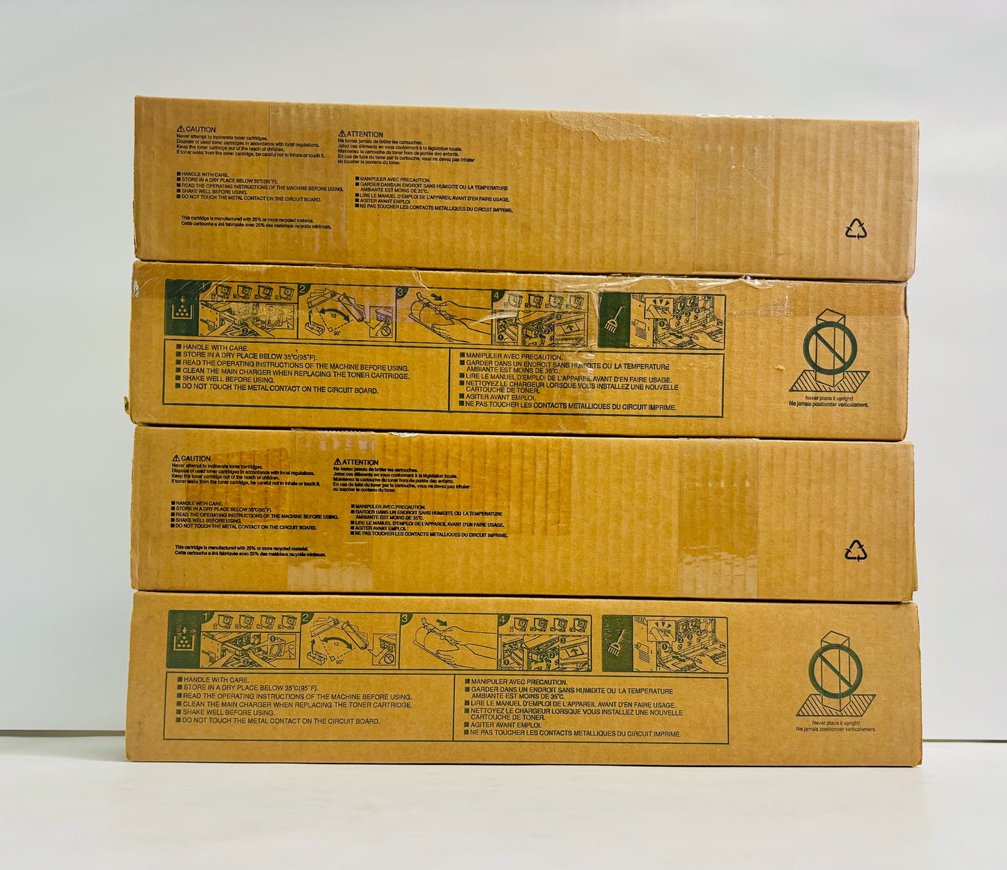 4 Genuine Toshiba 2000AC,2500AC Cyan, Yel & Black Toners T-FC200U, TFC200U CCYK