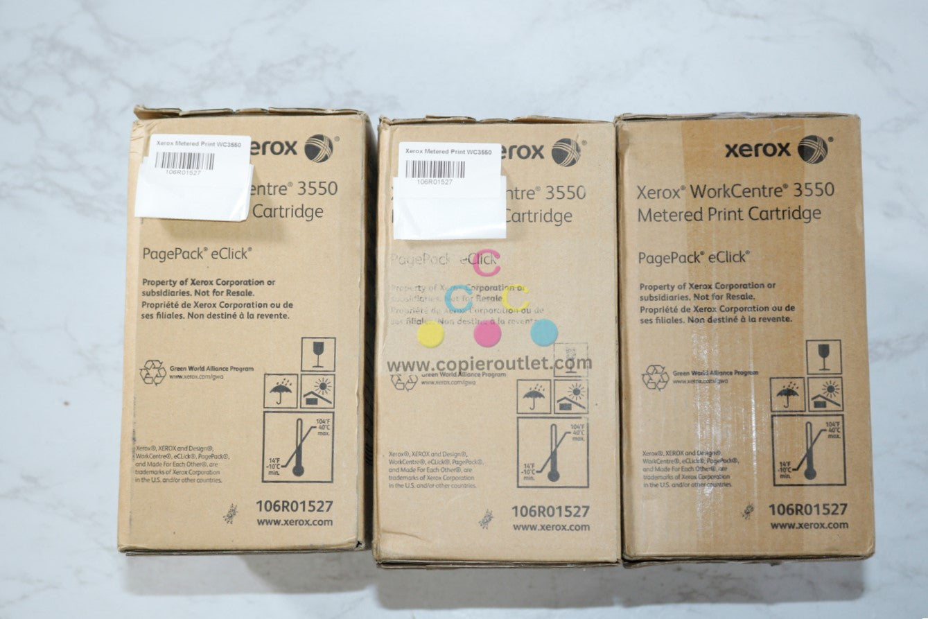 3 New OEM Xerox WorkCentre 3550 Black Metered Print Cartridges 106R01527