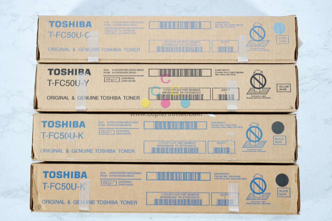 Lot Of 4 New OEM Toshiba eSTUDIO 2555C/3055C T-FC50U CYKK Toner Cartridges