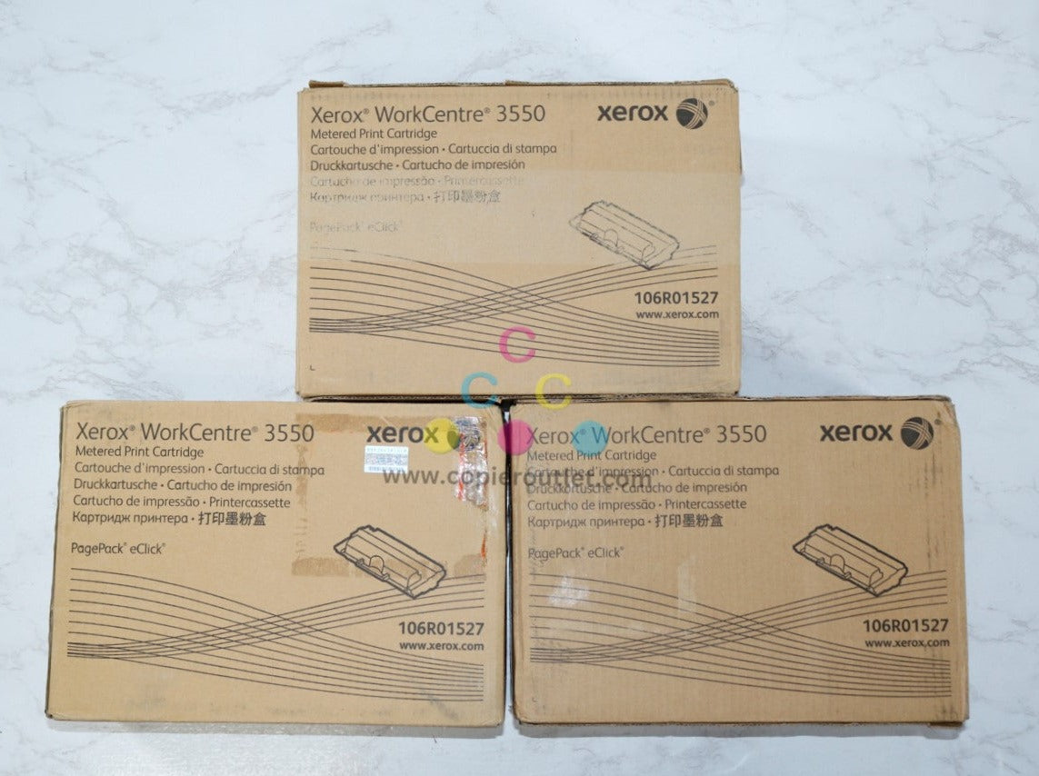 3 New OEM Xerox WorkCentre 3550 Black Metered Print Cartridges 106R01527