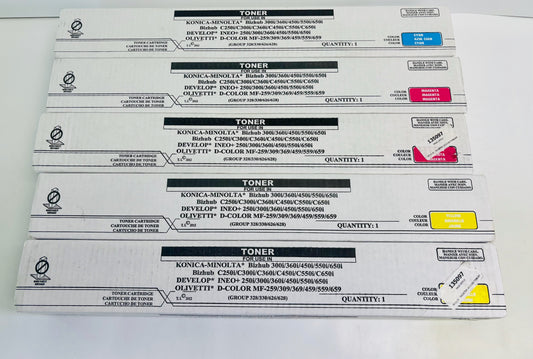 5 Unbranded Konica Minolta C450,C550, C650 TN626 CMMYY Toners