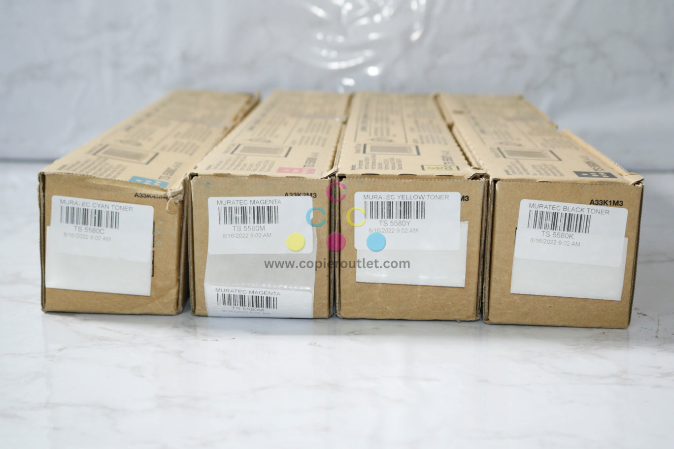 4 New OEM Muratec MFX-C5580N / C4580N, TS5580/TS-5580 CMYK Toner Cartridges