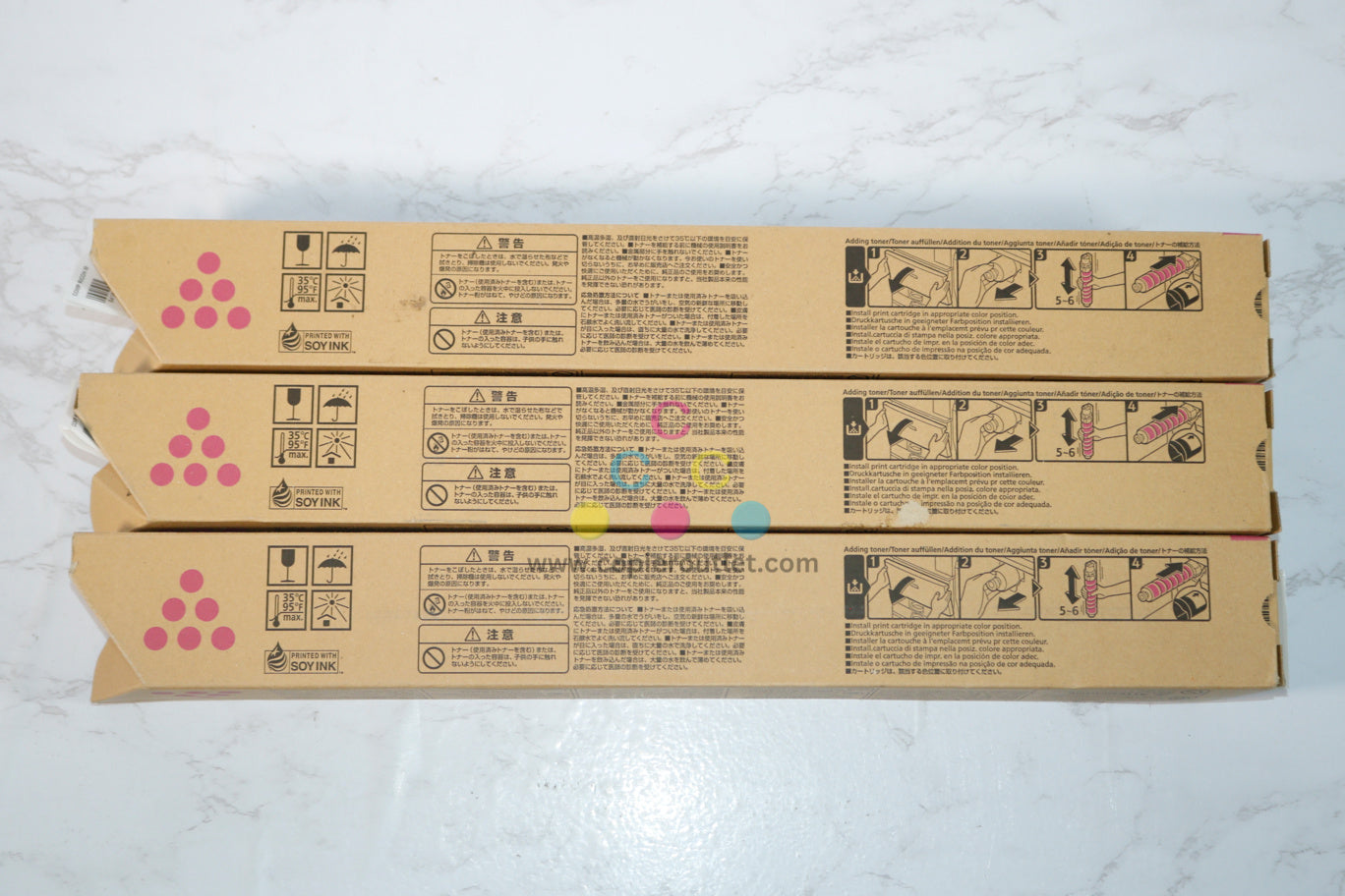 3 New OEM Ricoh MP C3002 / MP C3502 Magenta Toner Cartridges 841649