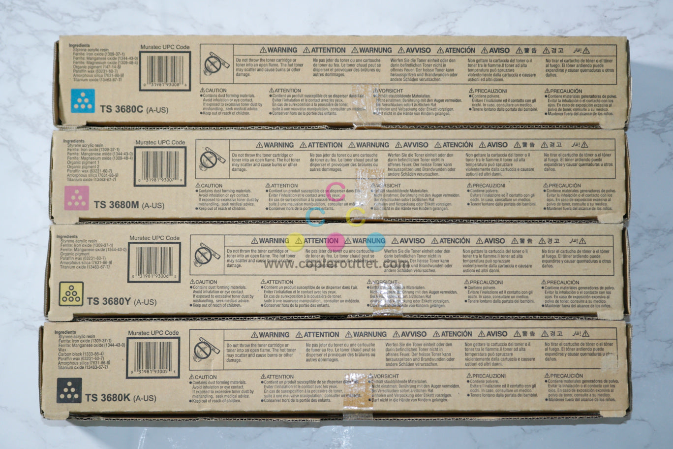 4 New OEM Muratec C3680,C2880,C2280 TS 3680 CMYK Toner A33K1M0,2M1,3M1,4M1