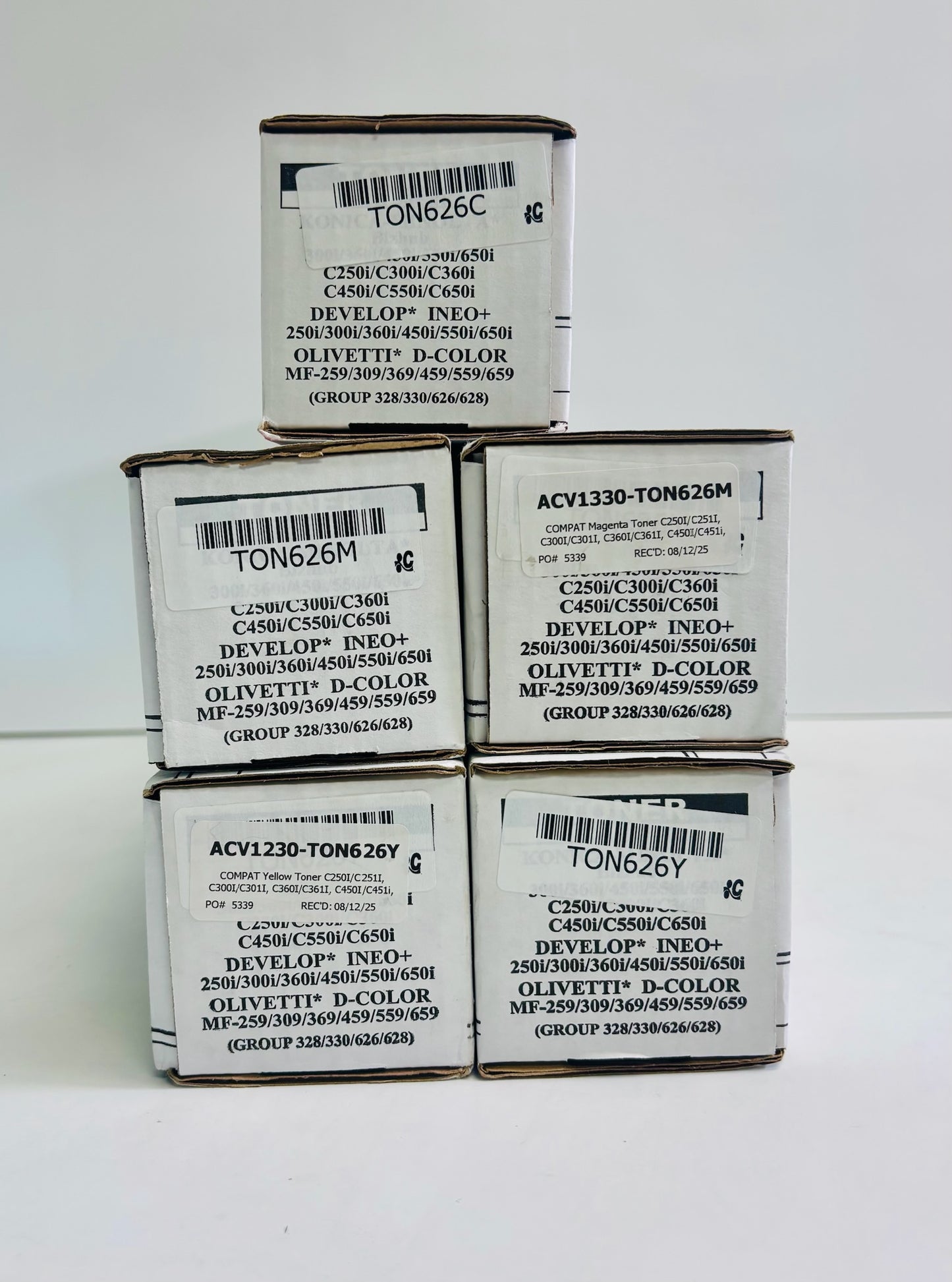 5 Unbranded Konica Minolta C450,C550, C650 TN626 CMMYY Toners
