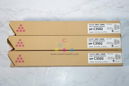 3 New OEM Ricoh MP C3002 / MP C3502 Magenta Toner Cartridges 841649