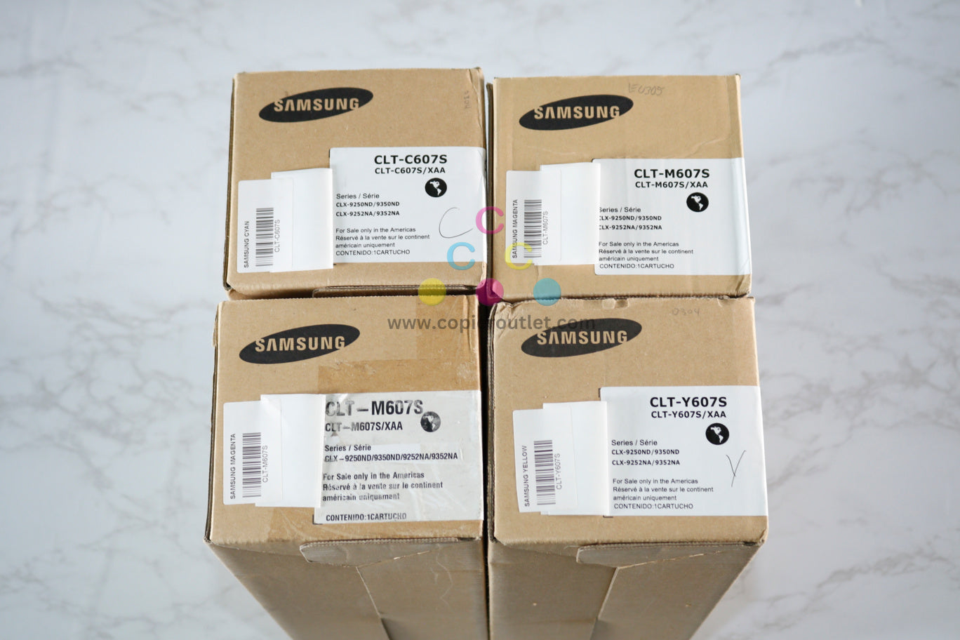 4 OEM Samsung MultiXpress CLX-9250ND,9352NA CMMY Toners CLT-C607S,M607S,Y607S