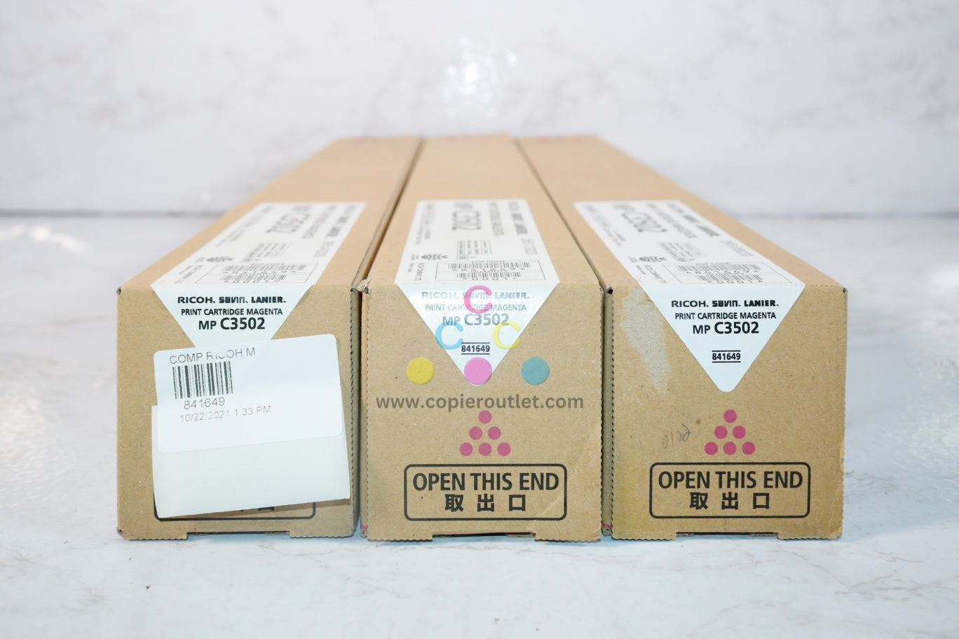 3 New OEM Ricoh MP C3002 / MP C3502 Magenta Toner Cartridges 841649